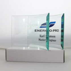 10 x 14.5cm Jade Glass Bevelled Crescent Award - Engraved - Image 2